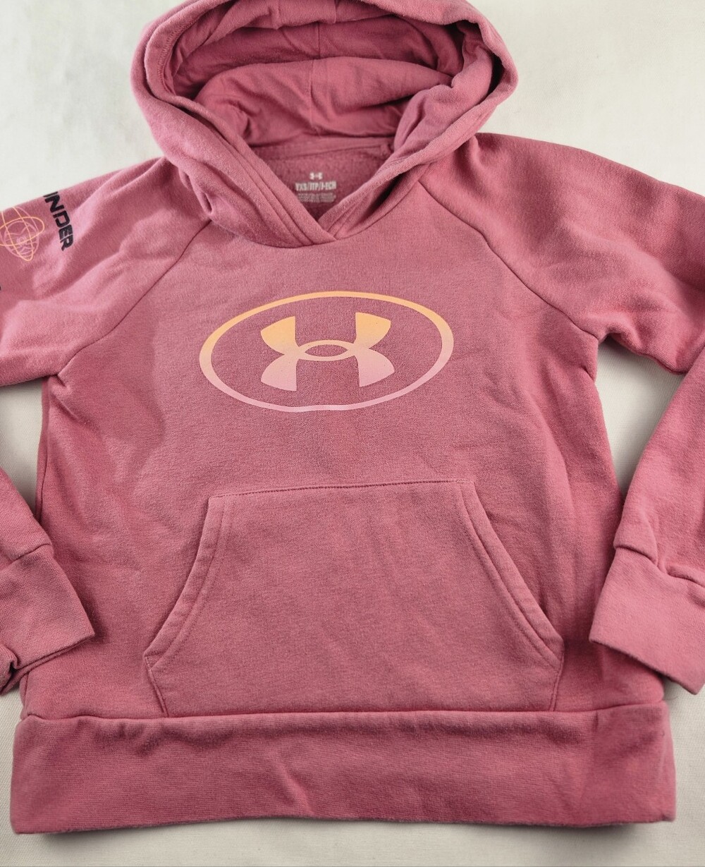 Under Armour Girls Pink Pullover Hoodie Sweatshirt with Logo Youth XS (4-5)